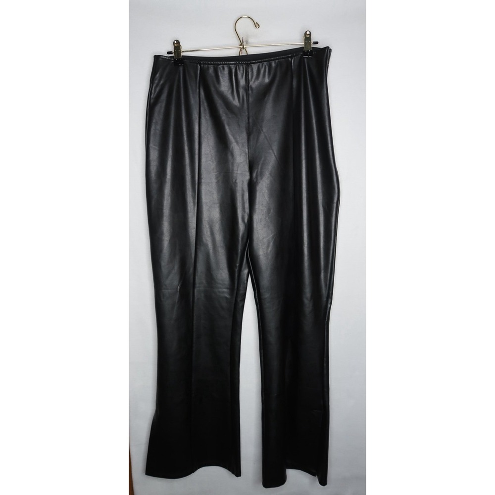 Abercrombie & Fitch Black Vegan Leather Flare Pants Womens XL Minimalist EUC